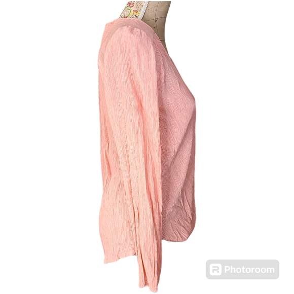 Dress Up Pastel Pink Crinkle Gauze Blouse Size Medium Bohemian Lightweight Top - Picture 4 of 11